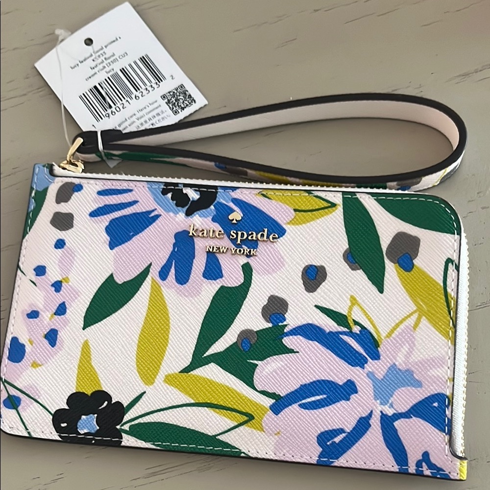 Kate Spade Blue and Green Floral Wristlet